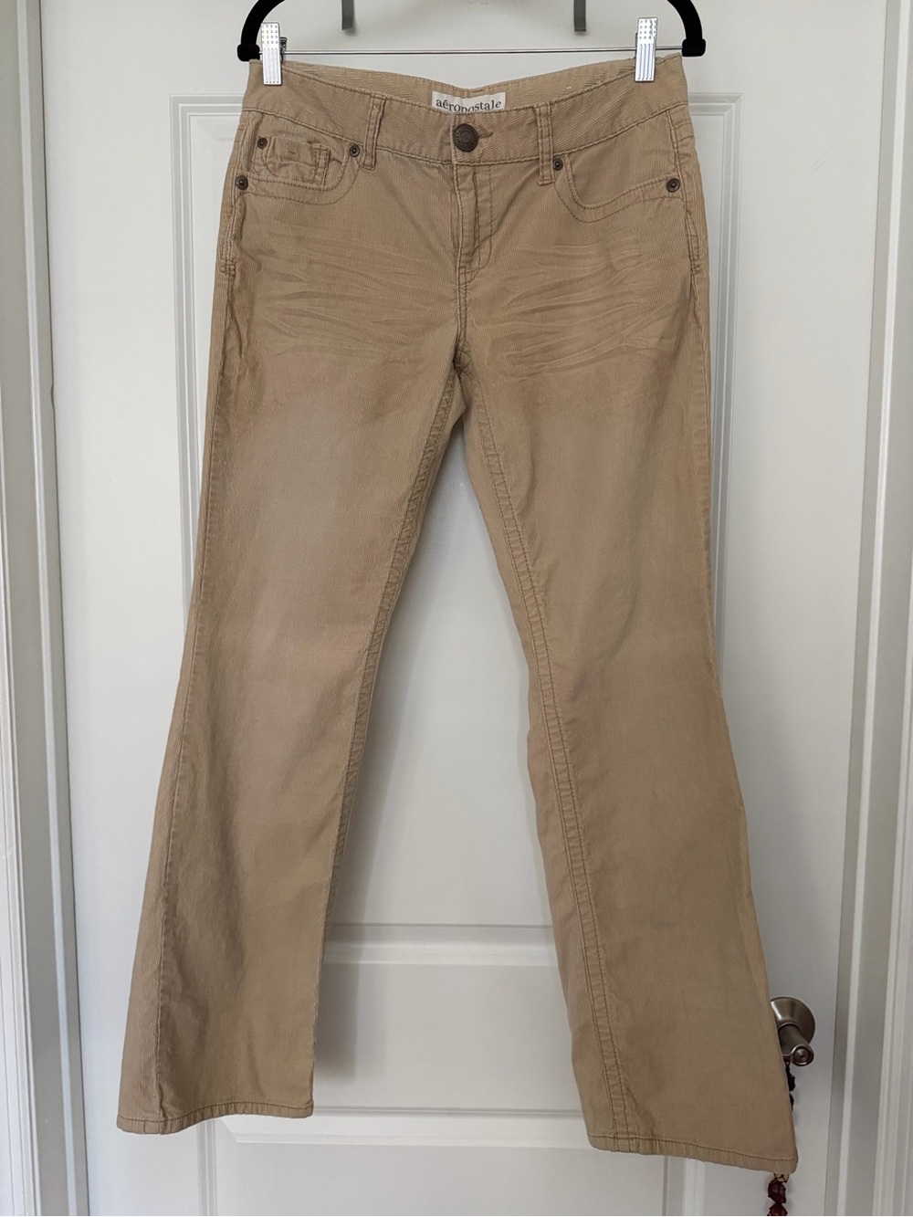 Vintage Y2K Aeropostale Tan Corduroy Low Rise Flare Pants 7/8